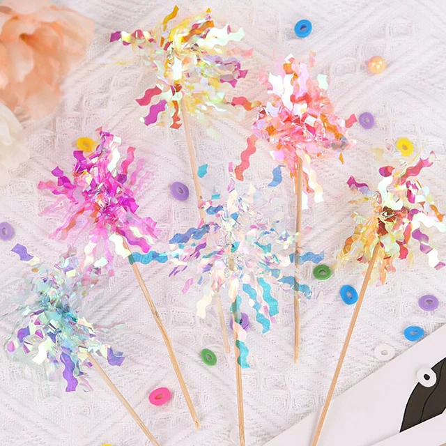 Ouligay 30 Stück Goldene Feuerwerk Deko - Cupcake Topper & Cocktail Deko Für Partys