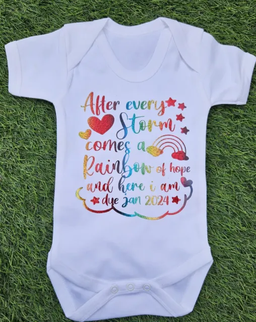 Personalised Rainbow Baby Vest Pregnancy Announcement Grow