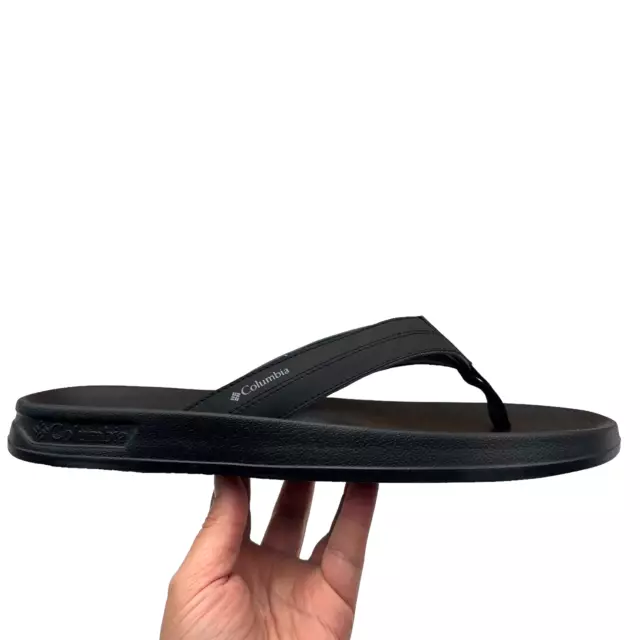 COLUMBIA MEN'S SPORT Flip Flop Sandals Size 11 Solid Black Cushioned ...