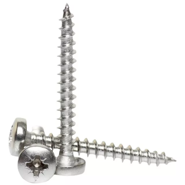 5mm / No.10 A2 STAINLESS STEEL POZI PAN WOOD SCREWS FULLY THREADED CHIPBOARD