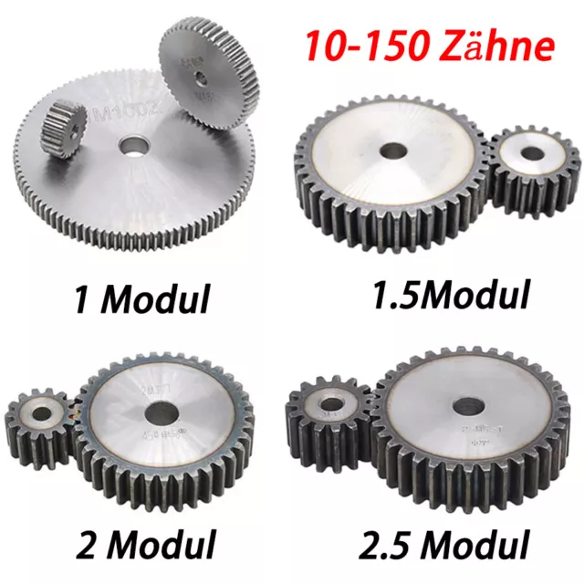 1-2.5 Modul 10-150 Zähne Zahnrad Stirnrad Dicke 10mm bis 25mm C45 Stahlzahnrad