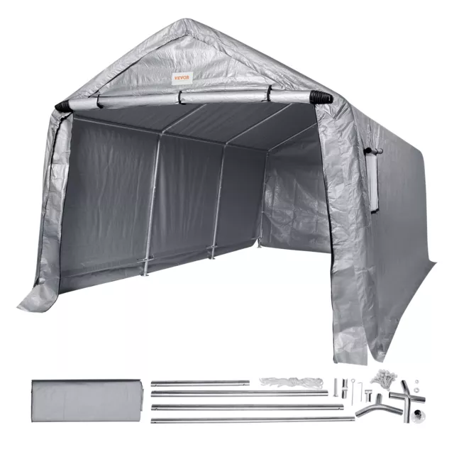 VEVOR Zeltgarage Garagenzelt Lagerzelt Carport PE 304,8x457,2x243,8cm Grau