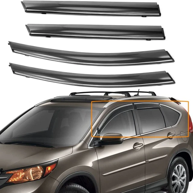 For 2017-2022 Honda CRV CR-V Chrome Trim Smoke Tinted Window Visor Rain Guard