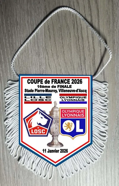 Fanion En Tissu Lille Vs Lyon - 16ème De Finale Coupe De France 2026 - Neuf