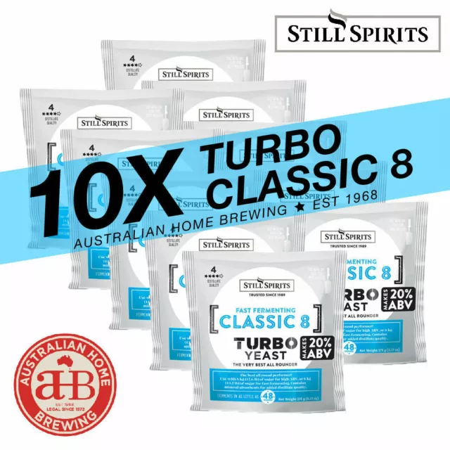 10 PACKS STILL SPIRITS TURBO YEAST Classic 8 Classic 6 Turbo Pure Fast Heat Wave