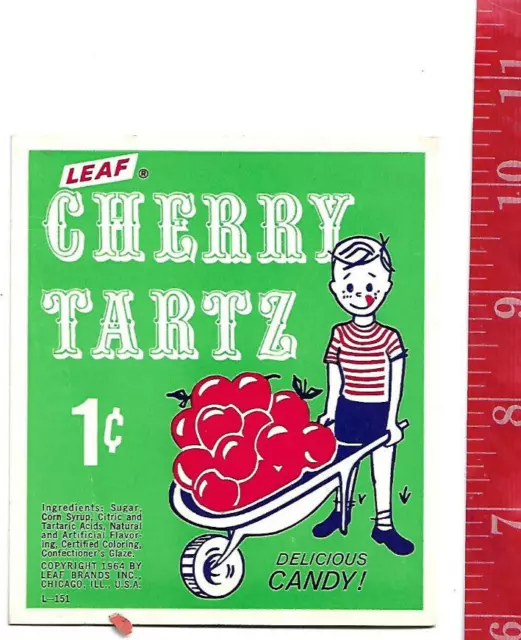 Vintage 1964 vending machine display 1c Leaf cherry tartz candy card