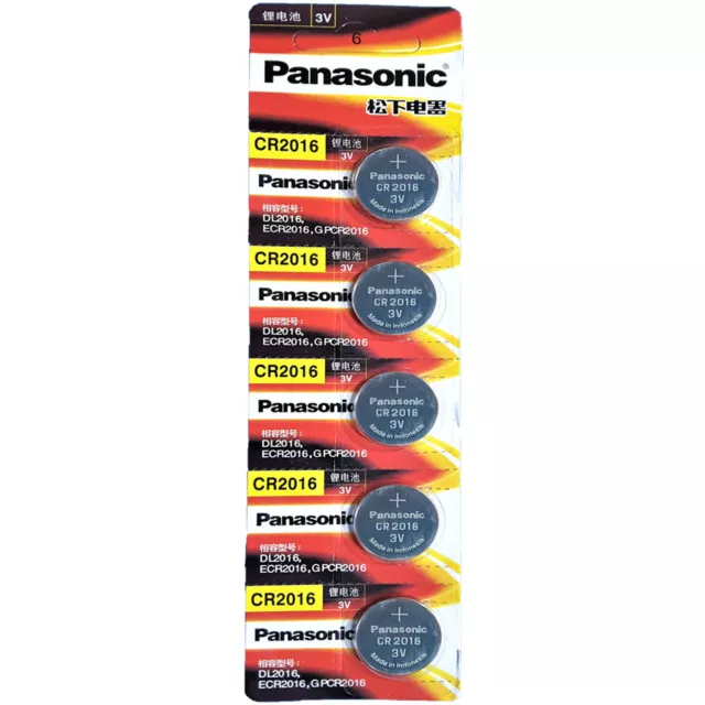 5 Pcs Panasonic CR2016 DL2016 Button Cell Lithium Watch Battery 3V Exp. 2030