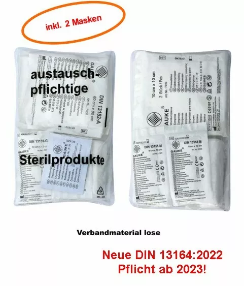 Nachfüllset Austauschset für Verbandskasten Auto KFZ Erste Hilfe 2023 + DIN13164