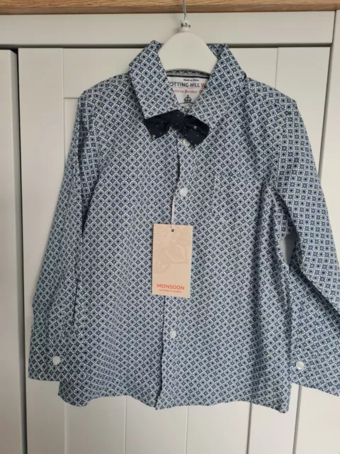 Boys Monsoon Shirt With Bow Tie .new With Tags Age 3-4