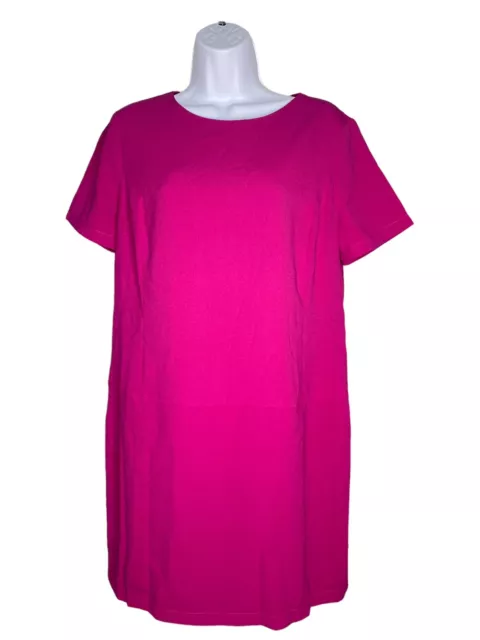 Wells Grace Womens Mini Shirt Dress Magenta Pink Short Sleeve Size Medium