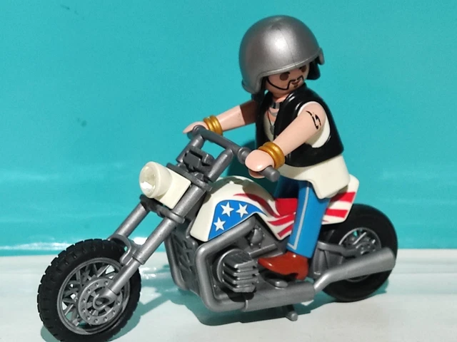 Playmobil Vintage - Motard Heavy Metal Avec Moto, Occasion, édition Spéciale