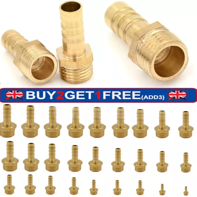 1/8" 1/4" 1/2" 3/4"Brass Male Straight Hose Tail Pipe Gas Coupler Connector