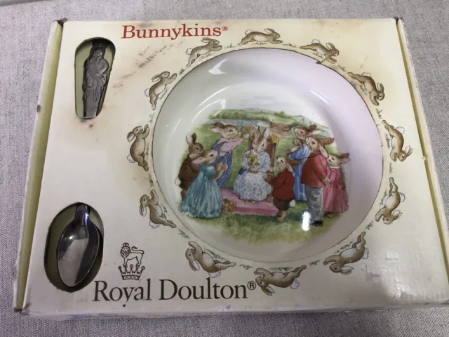 Royal Doulton 2 Pc Bunnykins Nursery Set - Bowl And Feeding Spoon Nib