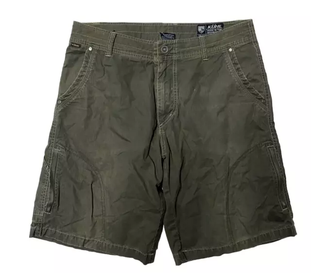 Kuhl Cargo Shorts Mens Size 34 Cotton Nylon Brown Vintage Patina Canvas Hiking