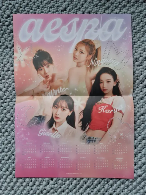 Kpop Aespa Seasons Greetings Group Folded Poster 2022 Calendar Pink Y2K