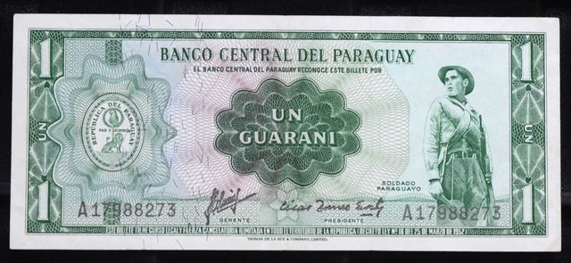 1952 PARAGUAY 1 GUARANI BANK NOTE UNC (kn)