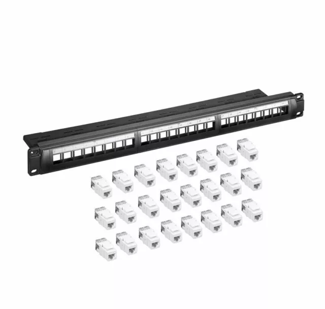 Panneau de brassage Cat.6, 24 ports UTP Snap-In - Goobay