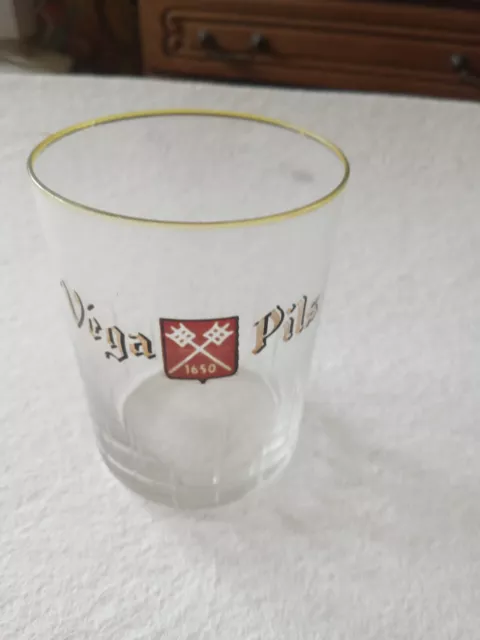 Rare verre à bière taillé VEGA PILS 1930 brasserie Motte Cordonnier Armentières