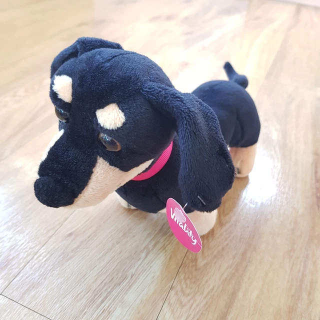 VITALITY DACHSHUND SAUSAGE Dog Soft Toy Plush 9 Inches Long Puppy Black