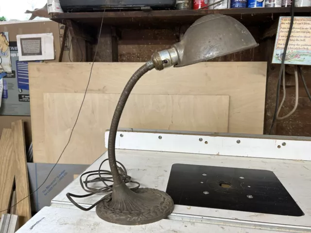 Vintage  Cast Iron Goose Neck Desk Table Lamp