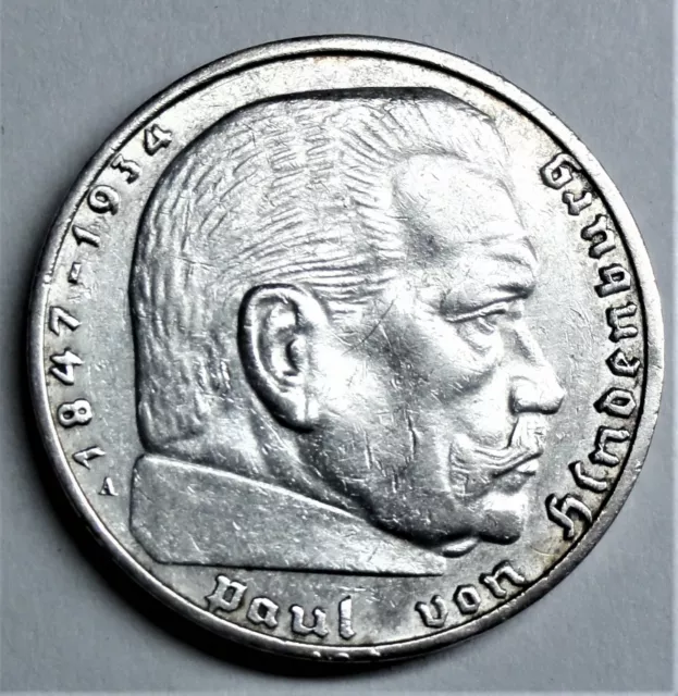 3 Reich 2,- Reichsmark 1939 A Silber Paul.v. Hindenburg  vz-st/ xf-unc & Kapsel