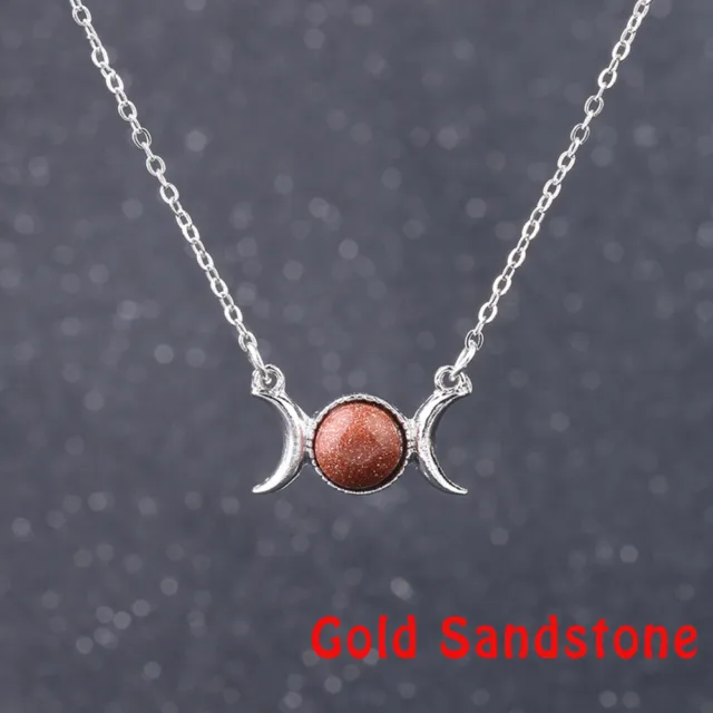 Moon Phase Pendant Necklace Lunar Eclipse Women Girl Vintage Silver Jewelry Gift