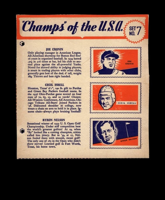 1930-38 Wheaties Set-Break #  7 Champs Full Panel Cronin *GMCARDS*