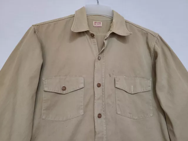 Vtg 40s Pioneer Du-Alls Montgomery Ward Sanforized Vat Dyed Shirt (H3)