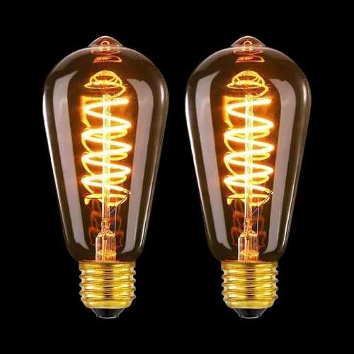 MLOQI 2 Pack Vintage Edison LED Light Bulbs 4W 2300K E27 Squirrel Cage 2