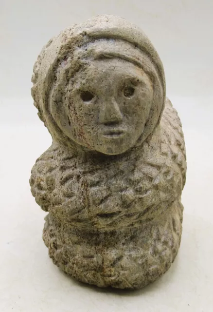 A376 Extremely Rare Ancient Near Eastern Stone Carved Worshipper Diety Idol