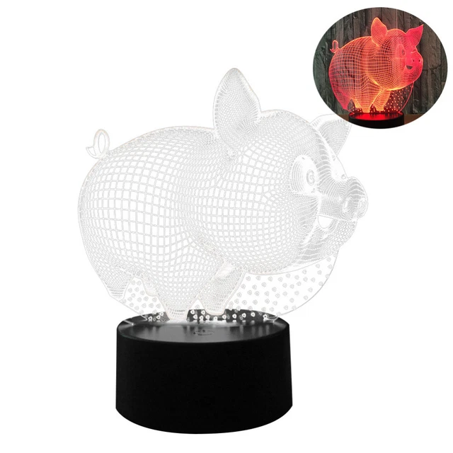 PIG LIGHT RED Night Lampara Niños De Touch Kid Bedroom Child £17.69