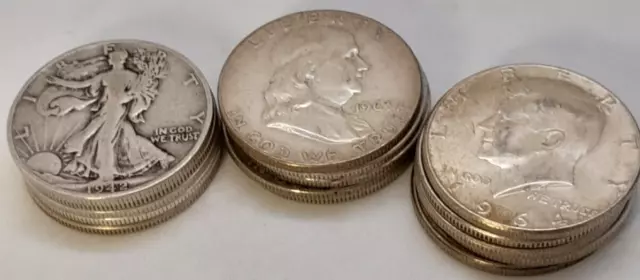 Walking Liberty, Franklin and Kennedy 90% Silver Half Dollars - NR Auction