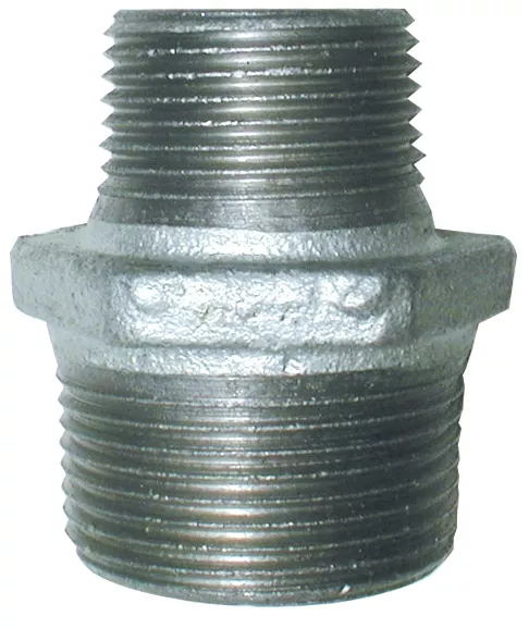 Galvanised BSP Reducing Hex Nipple Male Fitting, 1 1/4" x 1/2" up to 2" x 1 1/2"