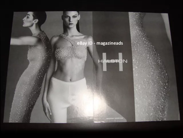vintage HALSTON 2-Page PRINT AD Spring 1998 ANGELA LINDVALL Erin O'Connor SEXY!!