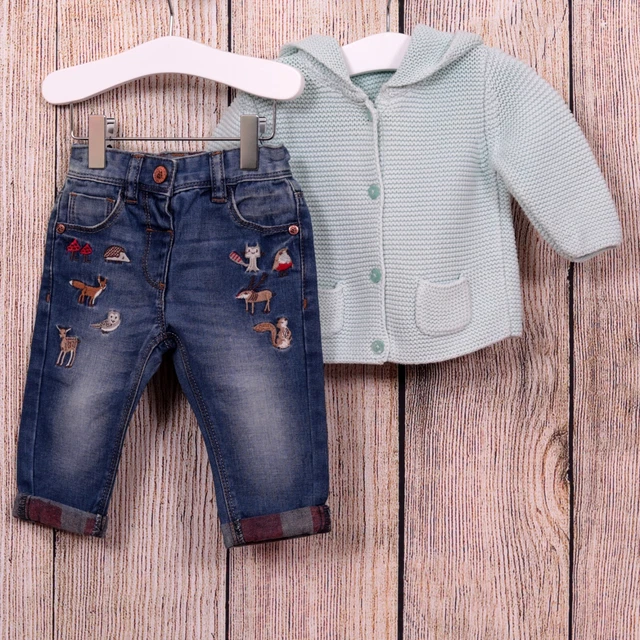 3-6 Month Baby Girl's Next 2 Piece Outfit Jeans & Cardigan / Jacket EUC