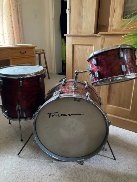 Vintage Trixon Luxus Drum Kit - 3 Piece - 1960s - Red Pearl