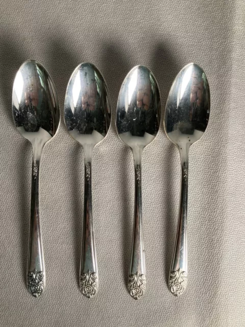 4 Vintage Melody Silverplate 1950’s International Silver teaspoon serving #1