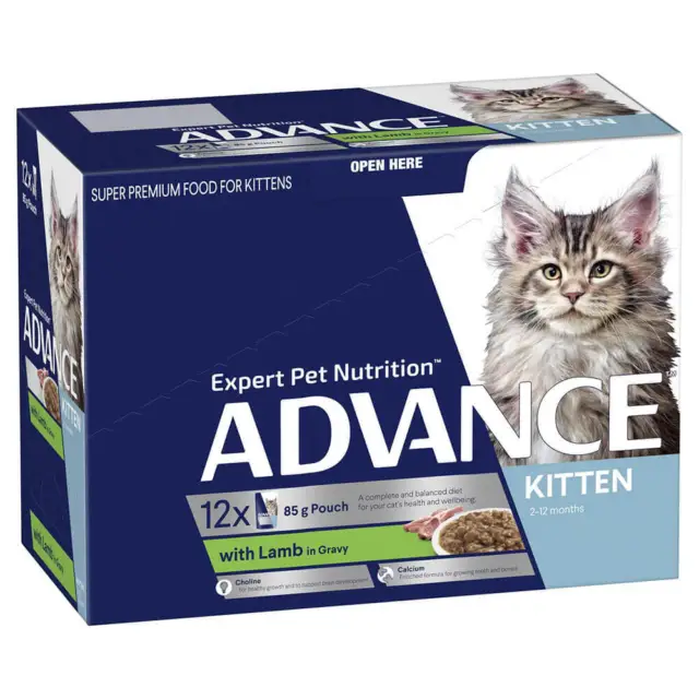 Advance Kitten Food Lamb With Gravy Box Of 12 X 85g Premium Pet Food Nutrition