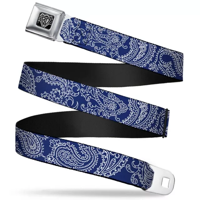 Buckle-Down Wings Paisley Blue Webbing Seatbelt Buckle Belt Official Licensed