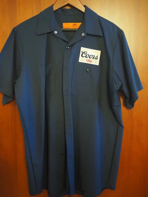 New Coors Beer Red Kap Work Shirt - Large, Unused, Full Embroidered Patches