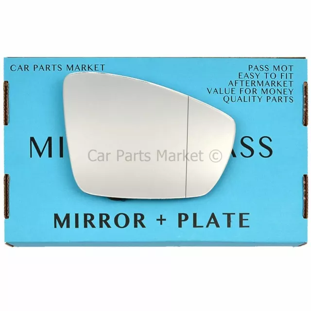 For Volkswagen Polo 09-17 Right Driver Aspheric wing door mirror glass +plate
