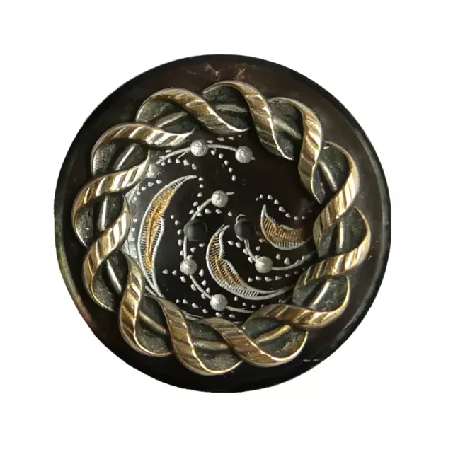 Bouton Ancien Art Nouveau – Nacre Et Métal, 31 Mm, Collection France