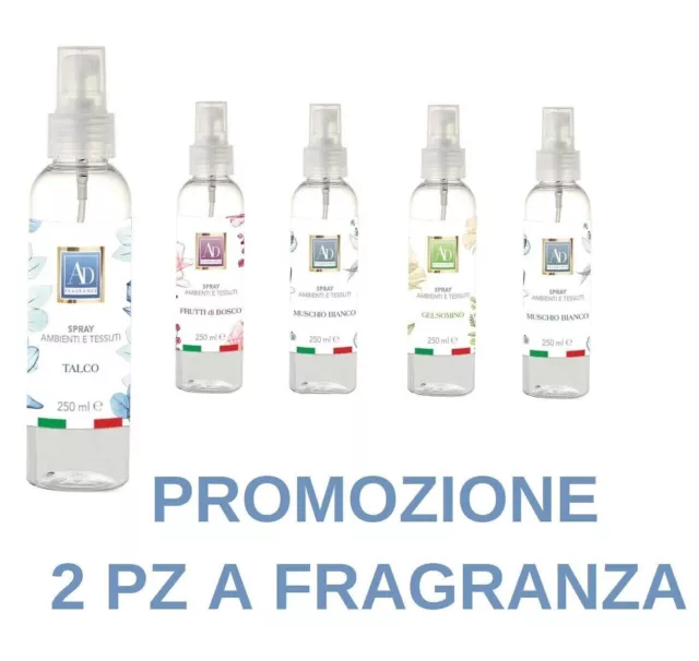 Offerta 2 Profumatore Spray Auto Ambienti Tessuti Divano Tende Biancheria  250Ml