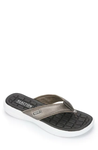 Kenneth Cole Reaction Four Thong Flip Flop Slip On Sandals Pewter Women's 6.5