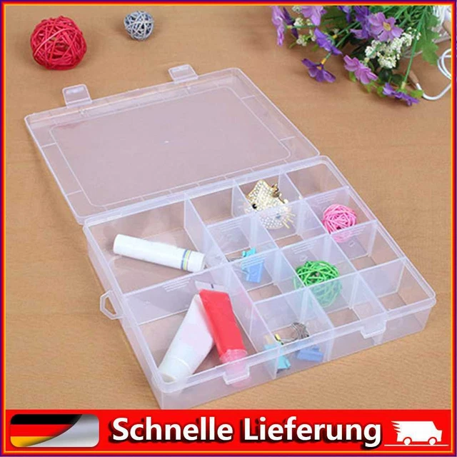 14 compartimentos plástico transparente joyería caja pendientes perlas pastillas almacenamiento