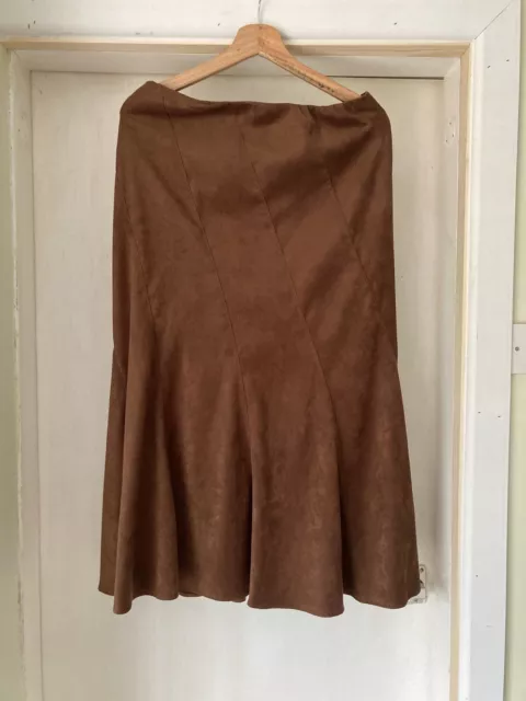 MARKS AND SPENCER Chocolate Boho Brown Faux Suede Flared Maxi Long ...