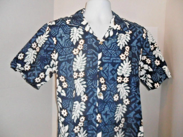 Hawaiian Shirt  by RJC Blue/Black Floral. MADE IN HAWAII    Size L  EUC