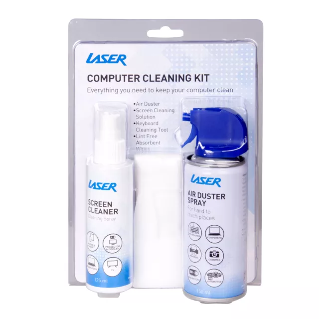 Laser 125ML Spray & 150ML Air Duster Computer Mobile Desk Clean Range Kit AU