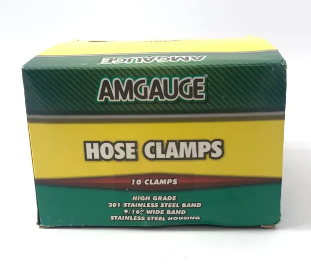 Amgauge B56H Stainless Steel 9/16 inch 3" to 4" Coolant Hose Clamps 10-Pack