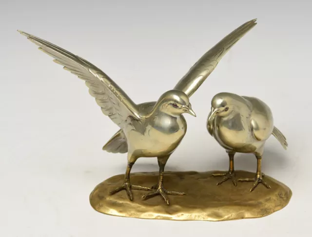 Early 20th Century, Showa, A Pair of Rare Japanese Bronze Okimono Bird Sculpture